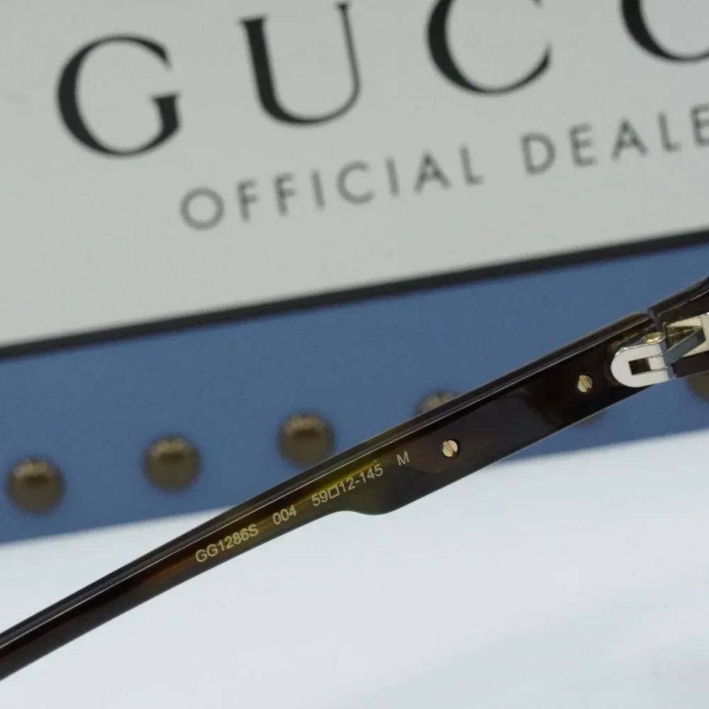 FINAL PRICE NEW GUCCI GG1286S 004 VINTAGE HAVANA/BLUE SUNGLASSES - Picture 7 of 9